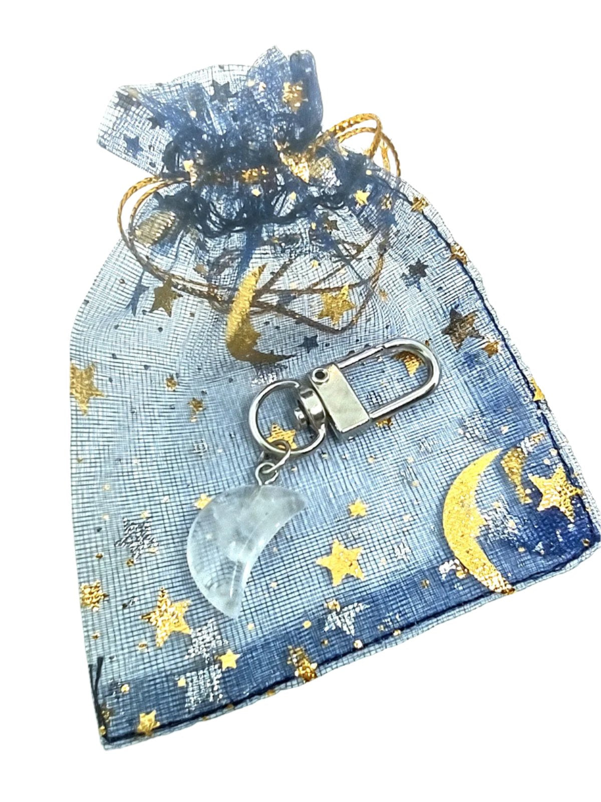 Crystal Stone Moon Adornment on Clip Clasp