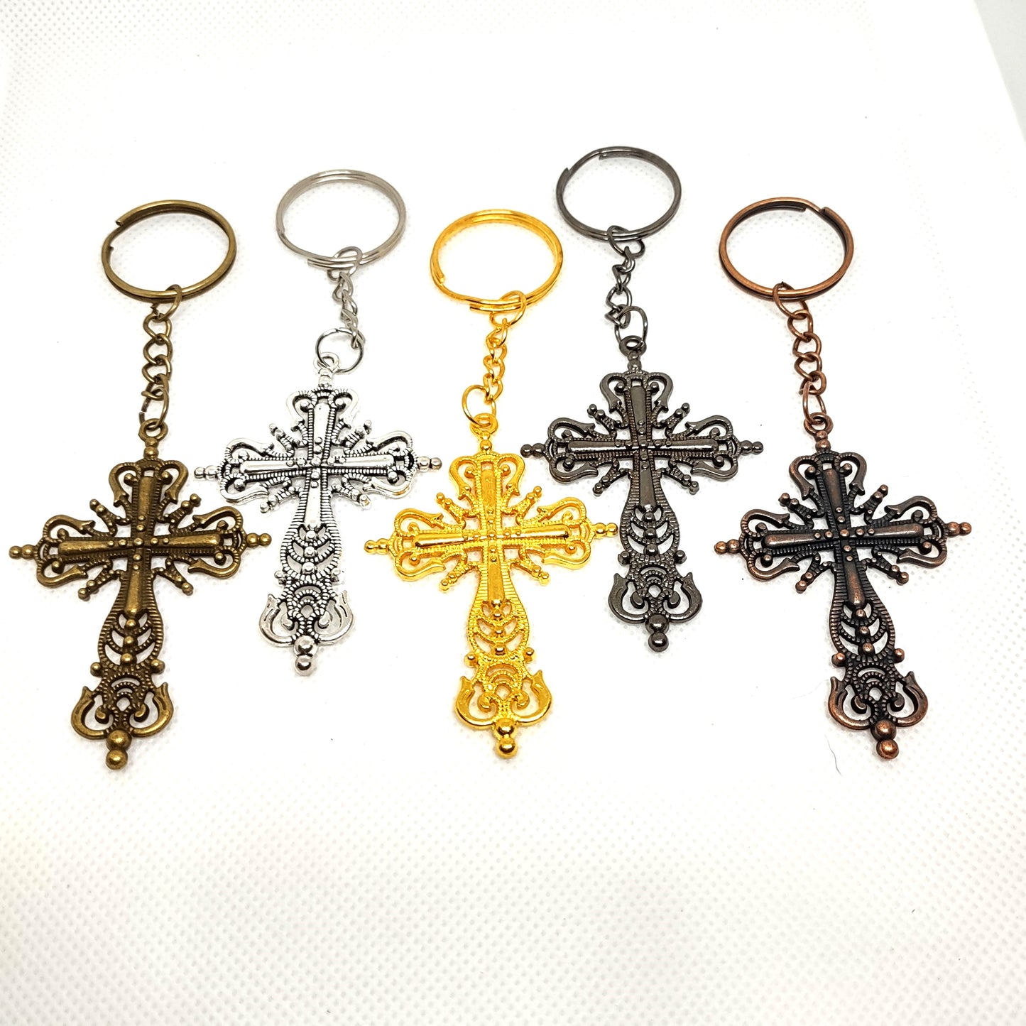 Large Ornate Cross Adornment on Split Ring Accessory