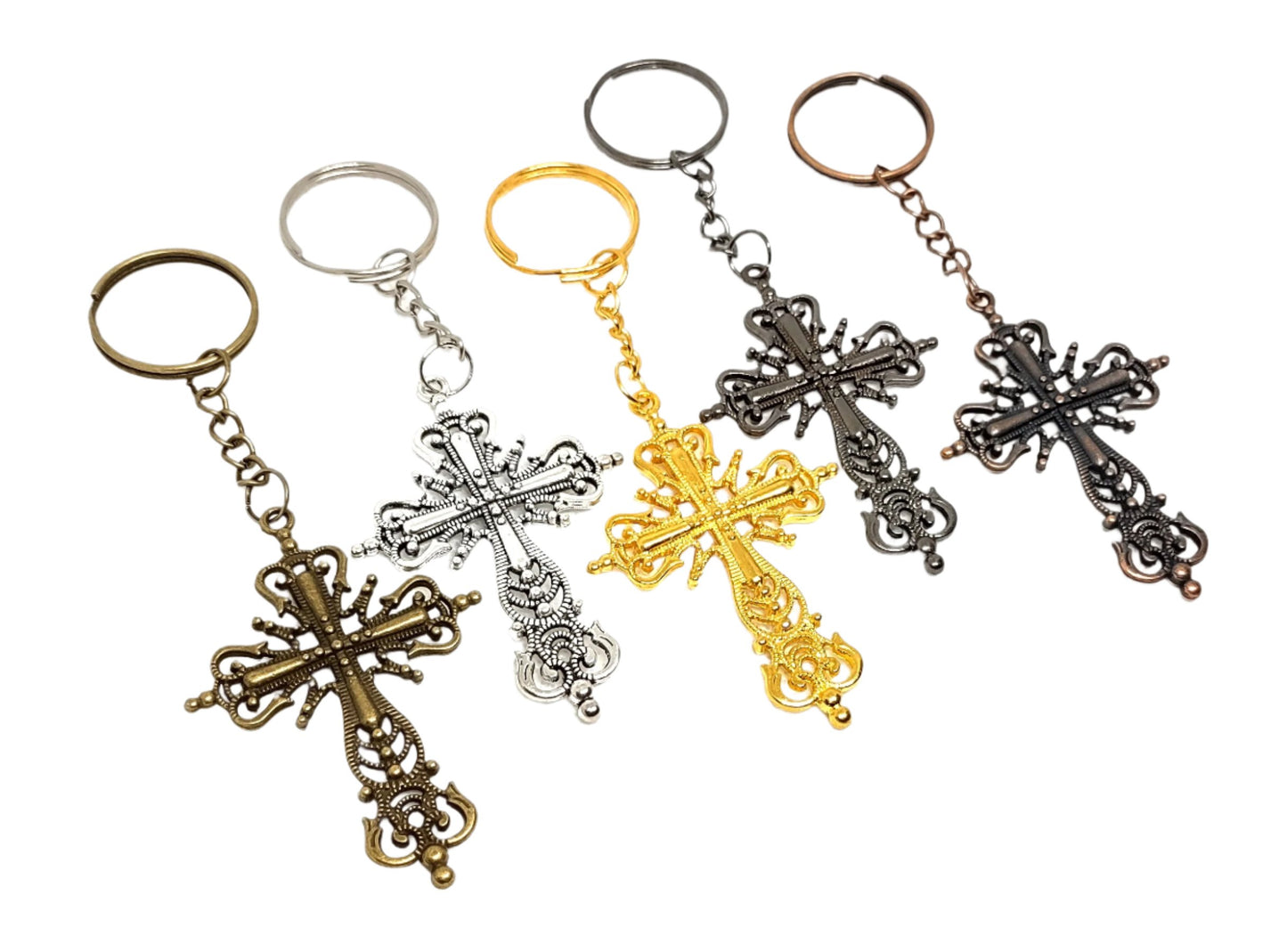Large Ornate Cross Adornment on Split Ring Accessory