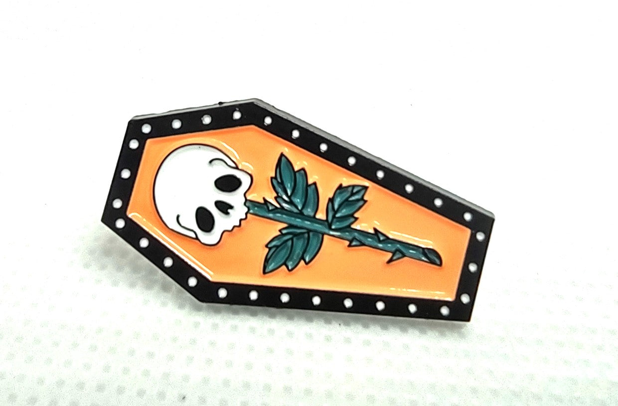 Skull Flower Coffin Pin