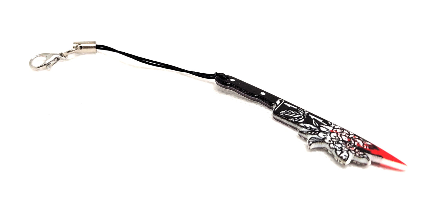 Bloody Butcher Knife Flower Design Acrylic Halloween Adornment Accessory