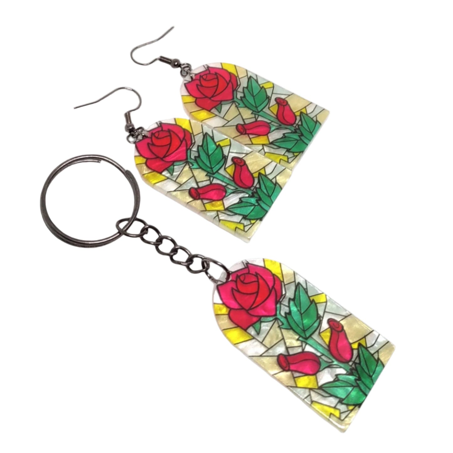 Acrylic Flower Windows Set Earrings & Split Ring Adornment Accessory