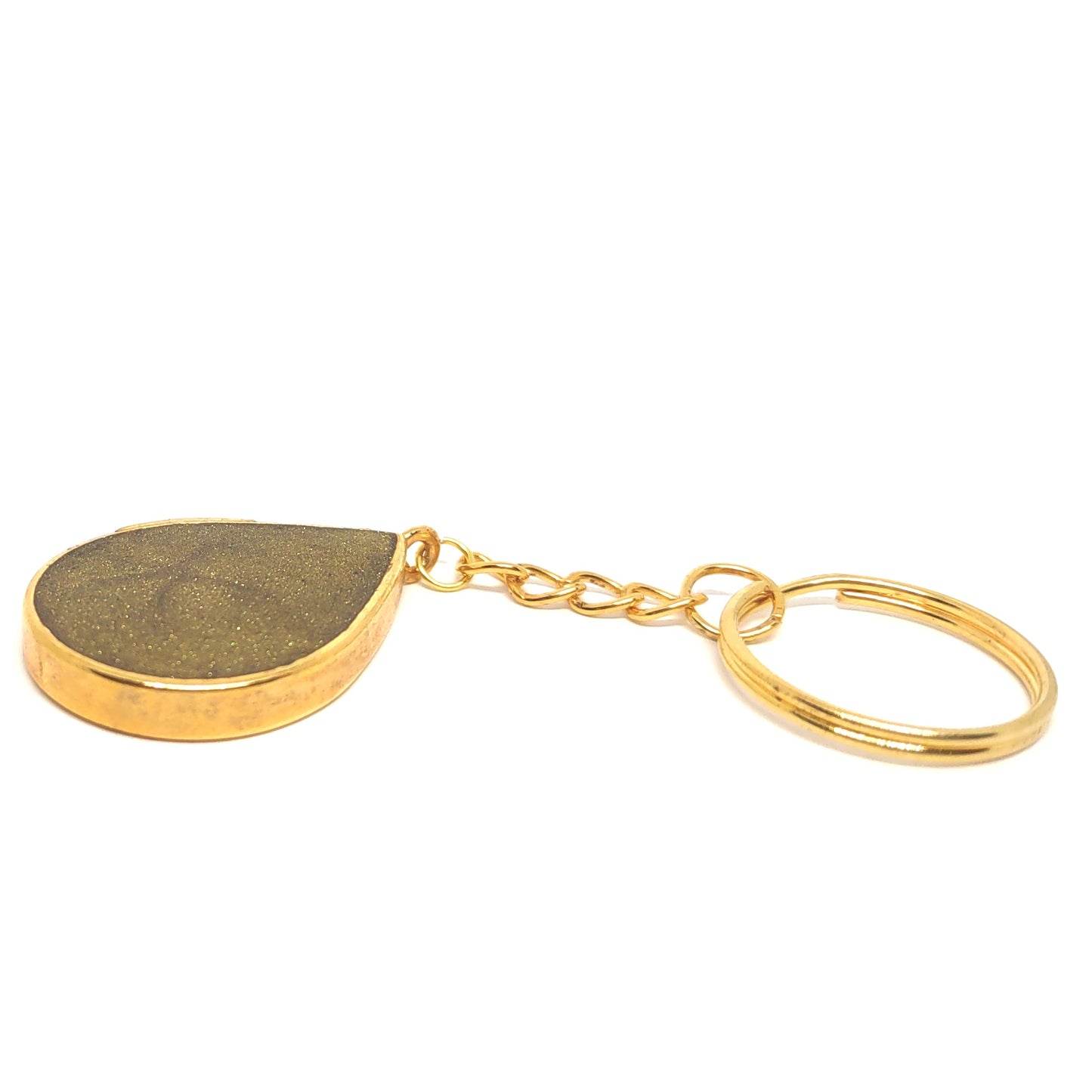 Wood Star Golden Resin Teardrop Adornment on Split Ring