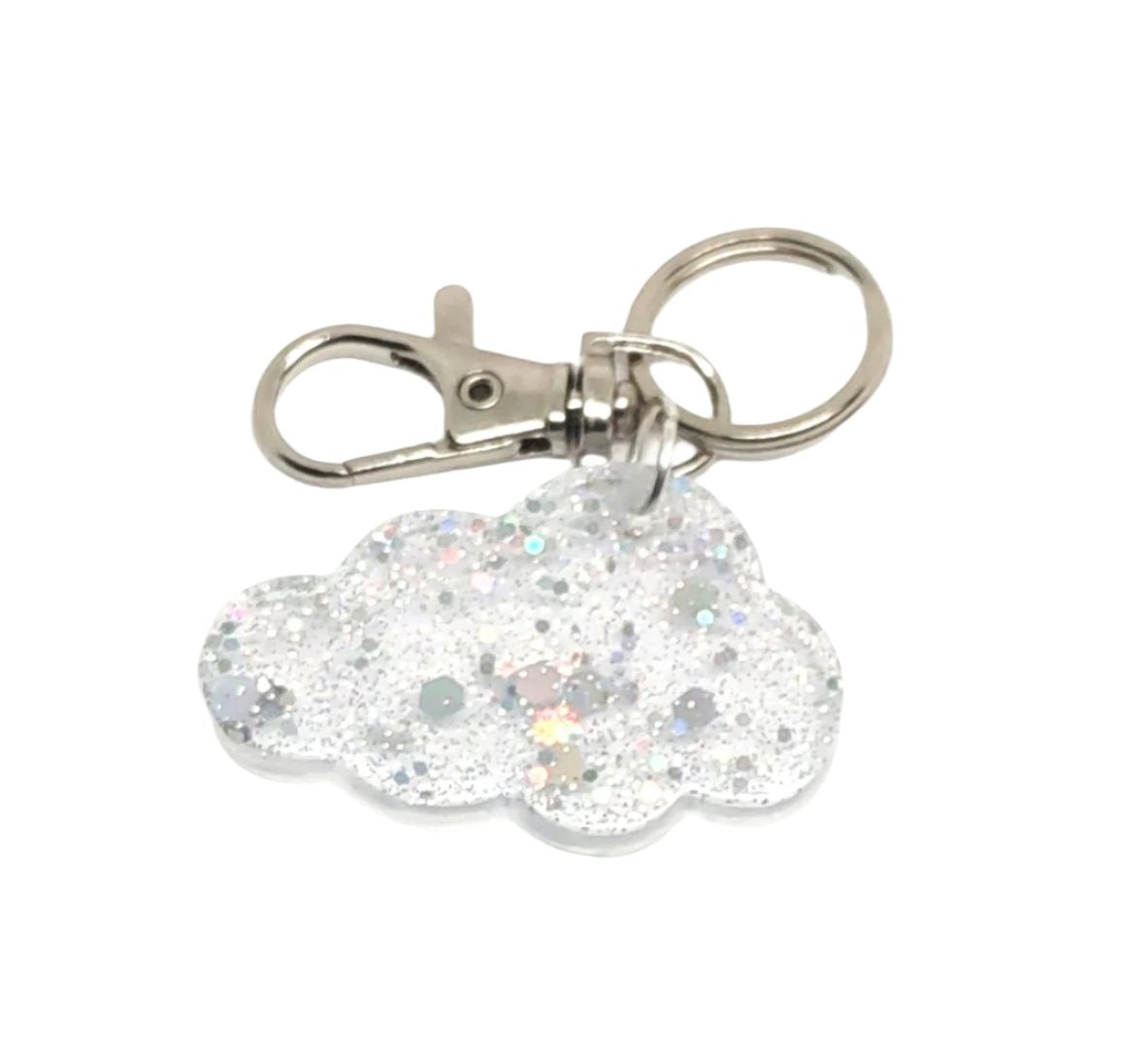 Holographic Cloud Adornment on Spring Ring with Clip Hand Crafted Resin Accessory