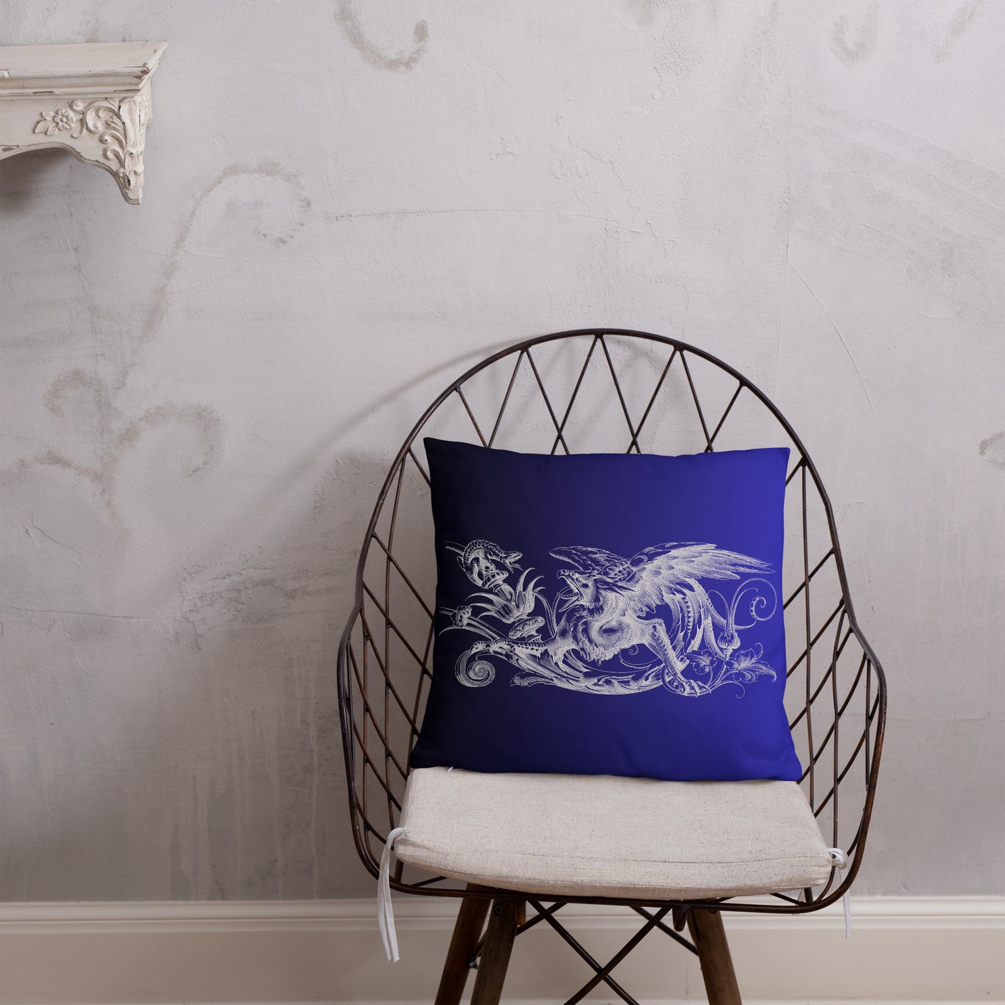 Gryphon Design Black Blue Gradient Throw Pillow 18" x 18" Square Pillow