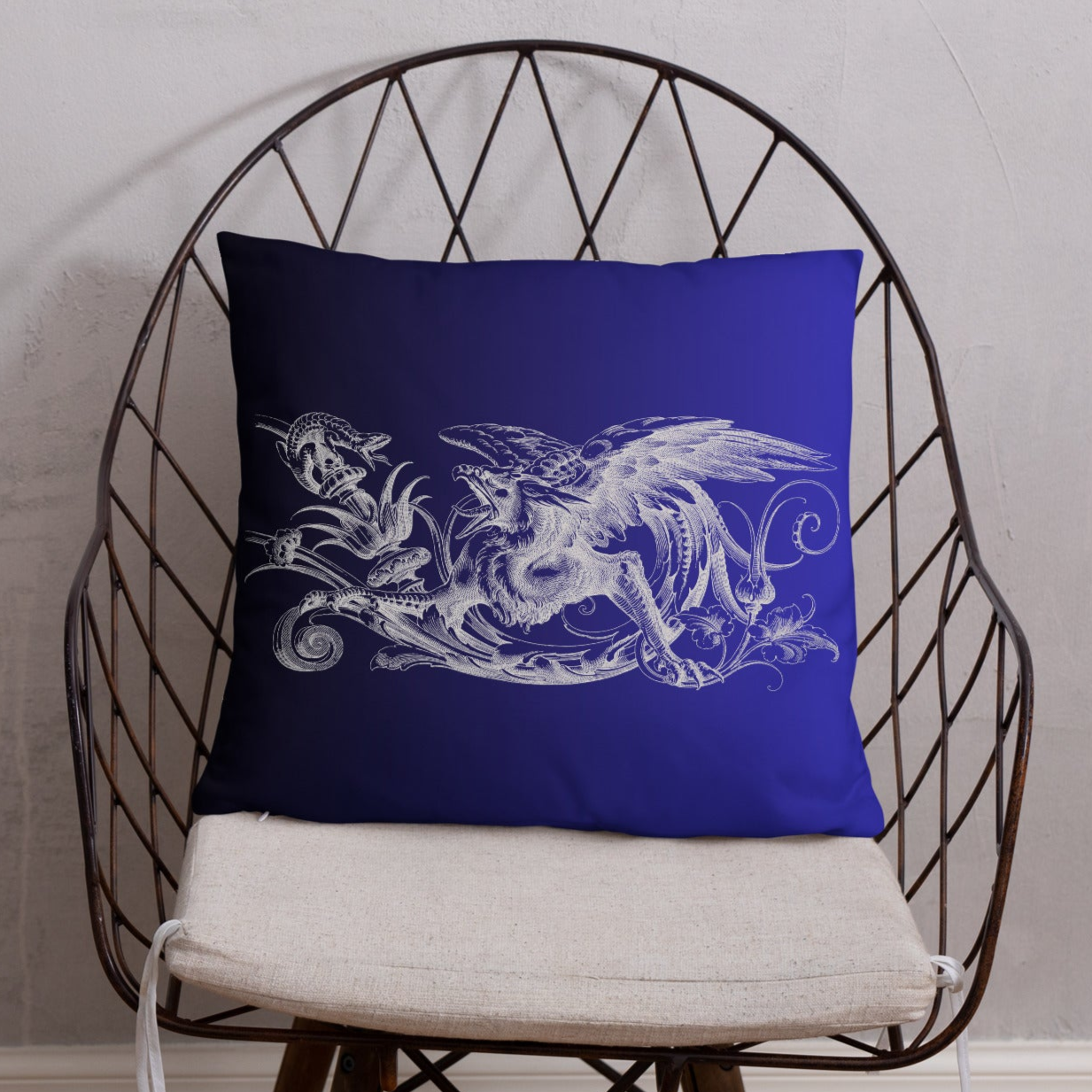 Gryphon Design Black Blue Gradient Throw Pillow 18" x 18" Square Pillow
