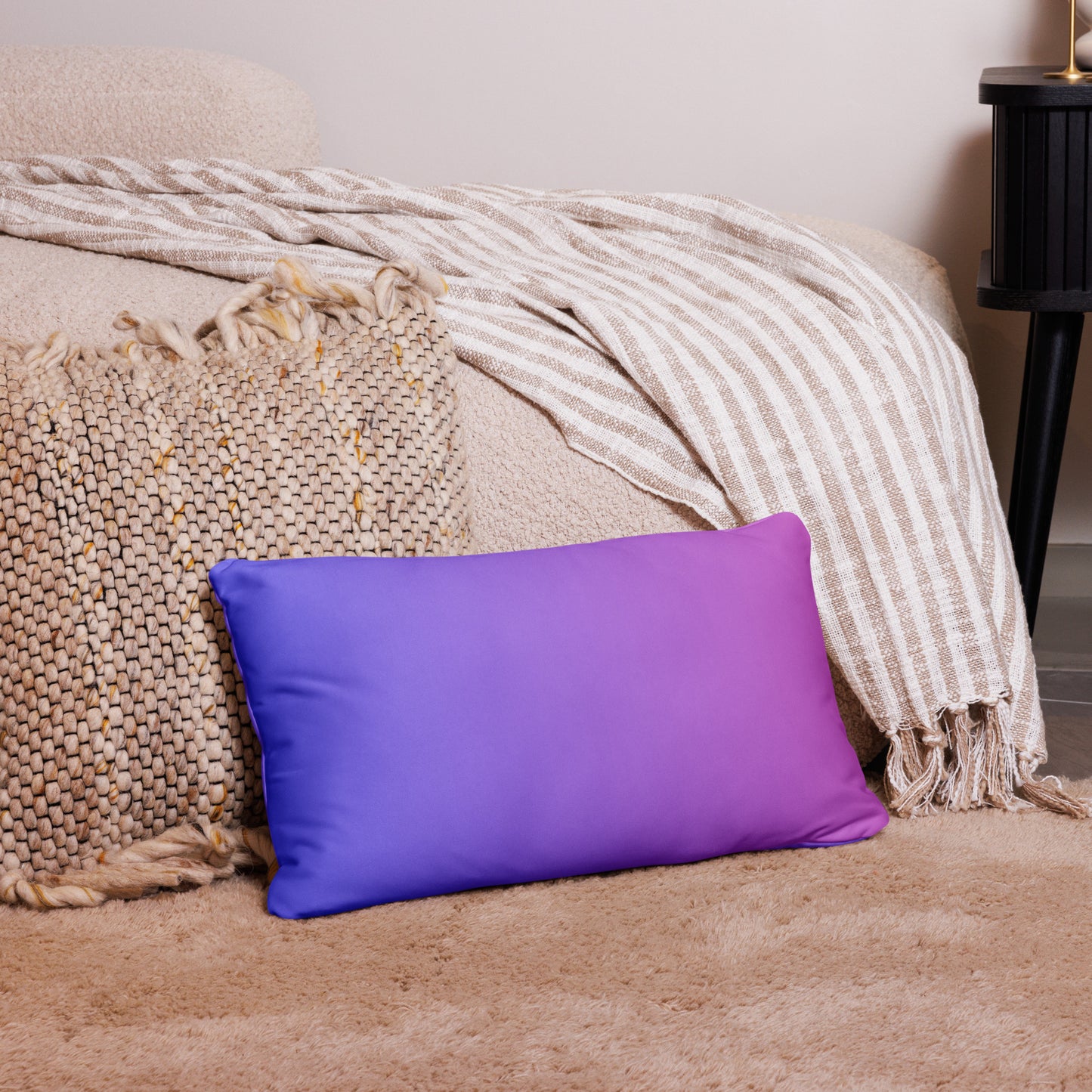 Floral Filigree Bouquet Design Purple Pink Gradient Throw Pillow 12" x 20"