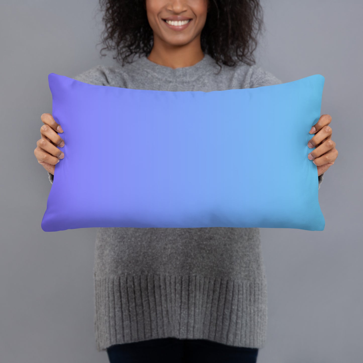 Floral Filigree Bouquet Design Purple Blue Gradient Throw Pillow 12" x 20"