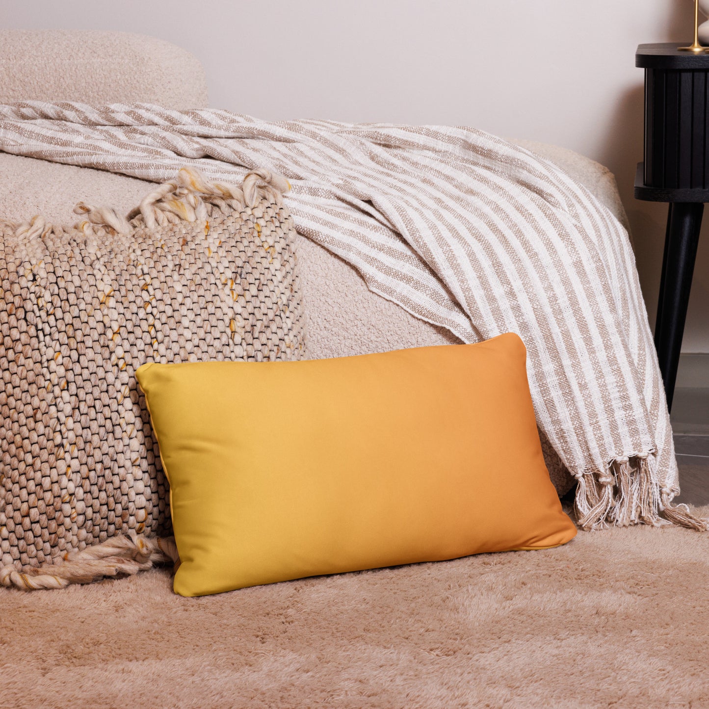 Floral Filigree Bouquet Design Orange Throw Pillow 12" x 20"