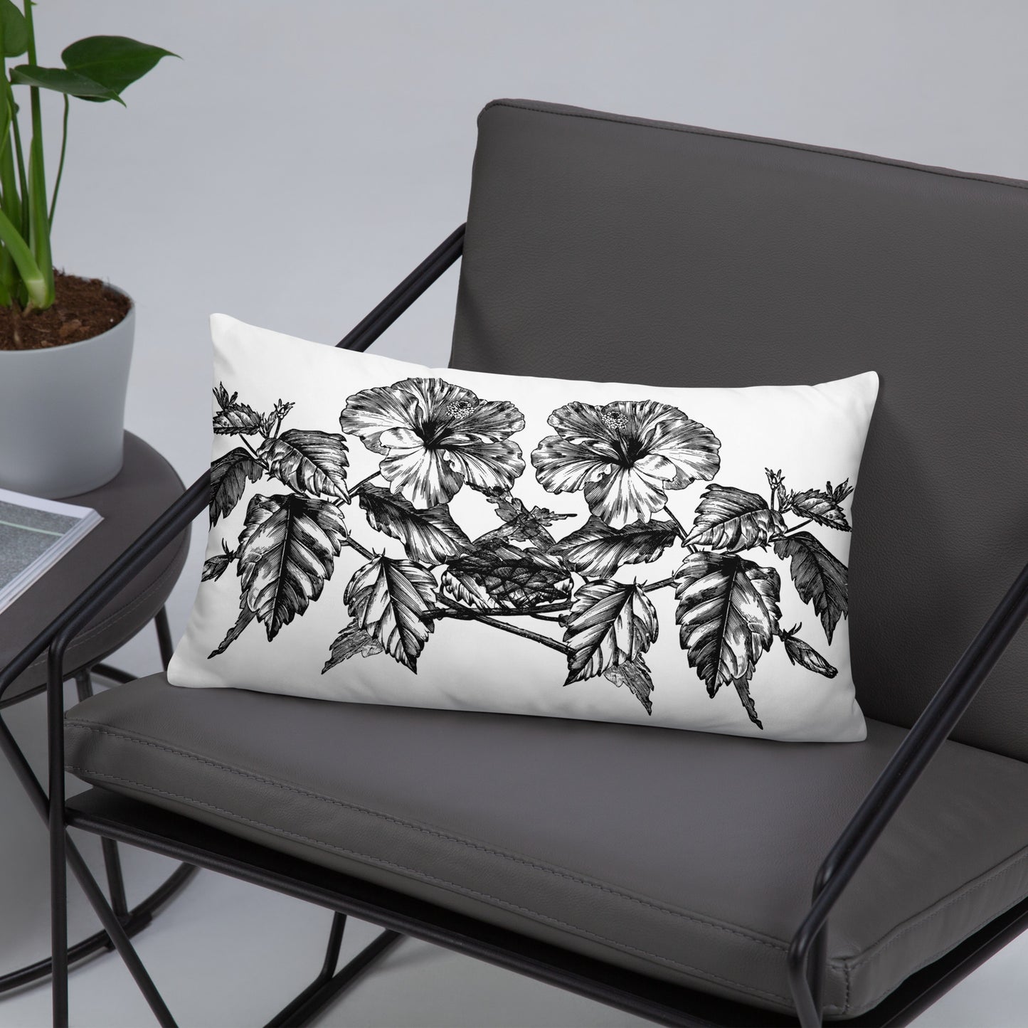 White Flowers White Throw Pillow 12" x 20"