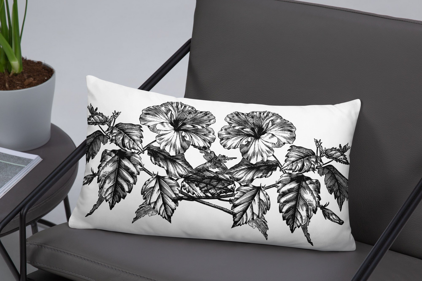 White Flowers White Throw Pillow 12" x 20"