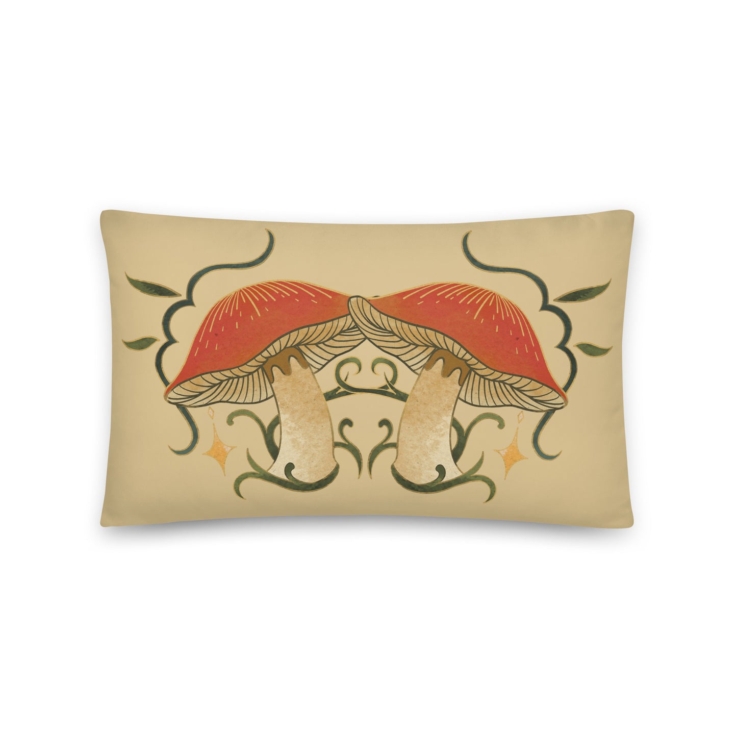 Autumn Mushrooms Throw Pillow 12" x 20"