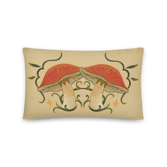 Autumn Mushrooms Throw Pillow 12" x 20"
