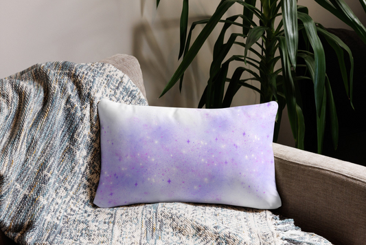 Quest Purple Galaxy White Throw Pillow 12" x 20"