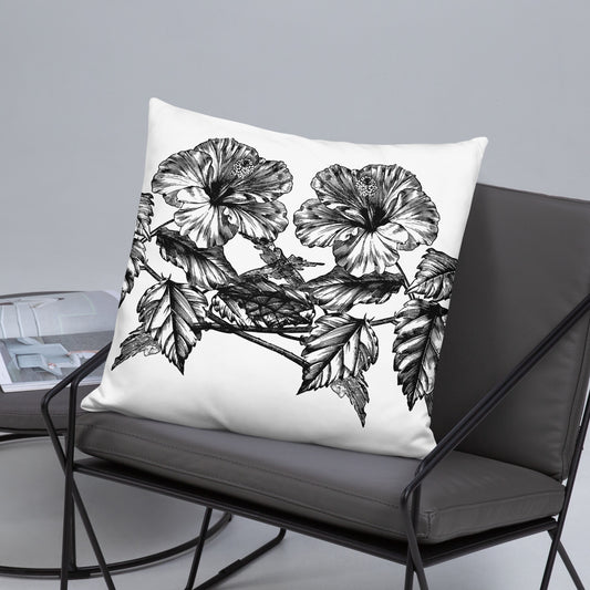 White Flowers White Throw Pillow 22" x 22"