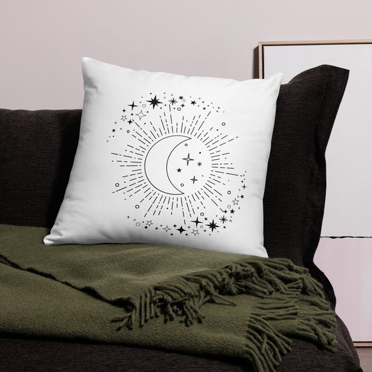 To The Moon & Stars White Throw Pillow 22" x 22"
