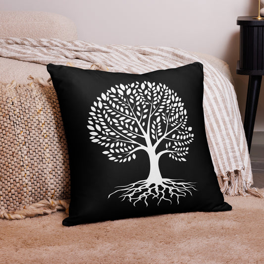 Roots Below Tree Design Black Throw Pillow 22" x 22"