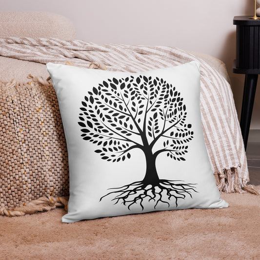 Roots Below Tree Design White Throw Pillow 22" x 22"