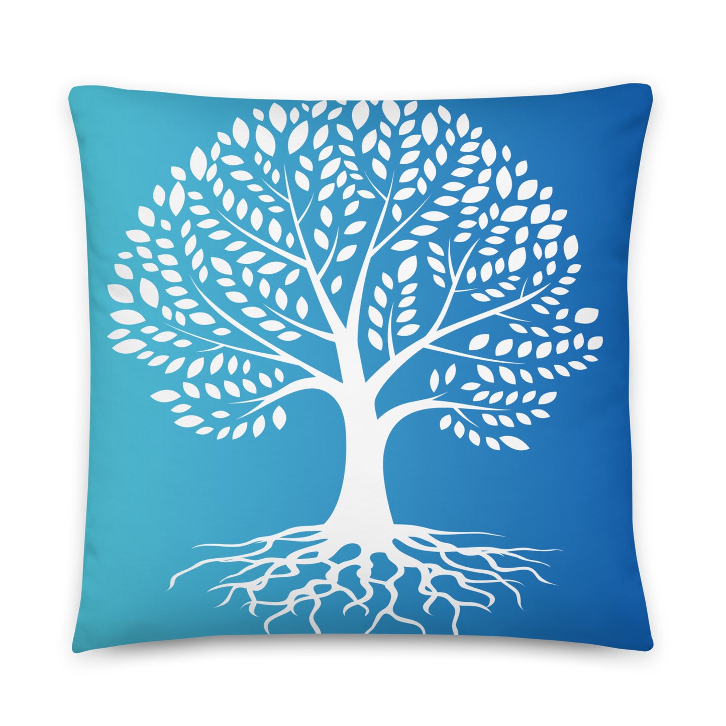 Roots Below Tree Design Blue Throw Pillow 22" x 22"
