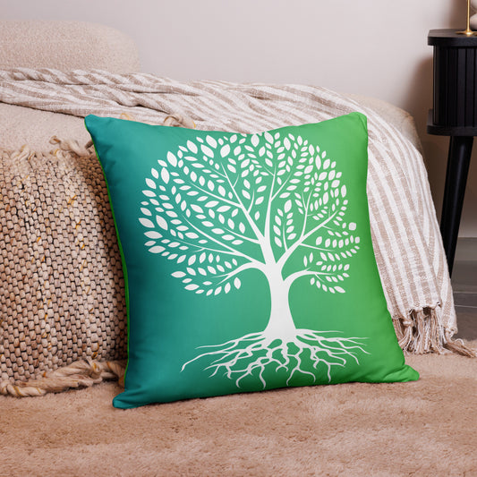 Roots Below Tree Design Green Throw Pillow 22" x 22"