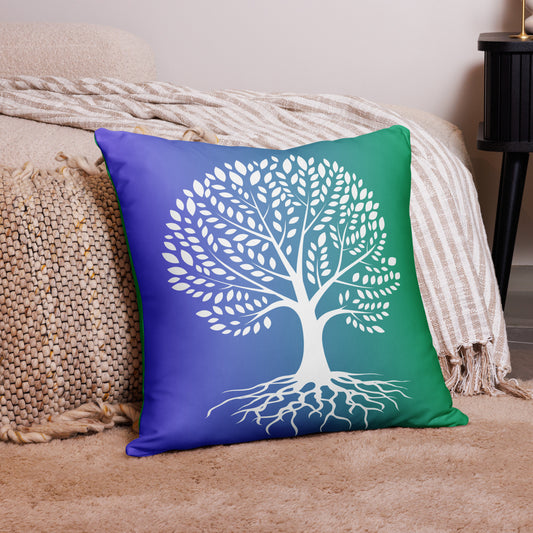 Roots Below Tree Design Purple Green Throw Pillow 22" x 22"