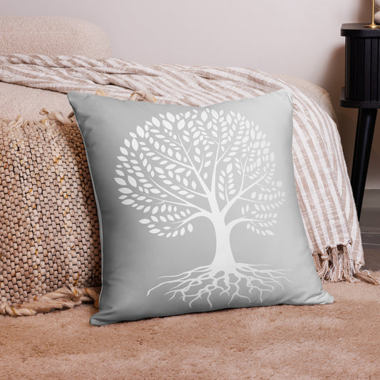 Roots Below Tree Design Gray Throw Pillow 22" x 22"