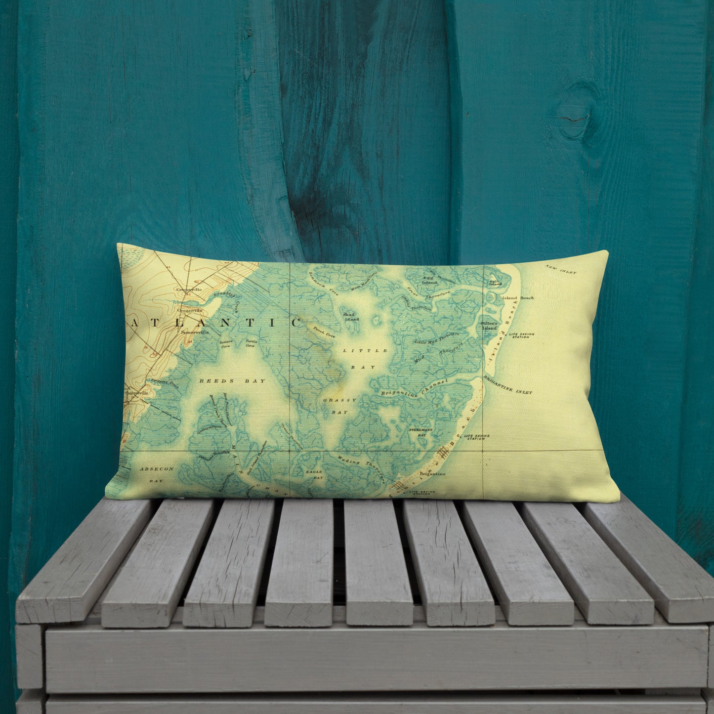 Premium Throw Pillow 12" x 20" Atlantic City NJ 1887 Historical Map