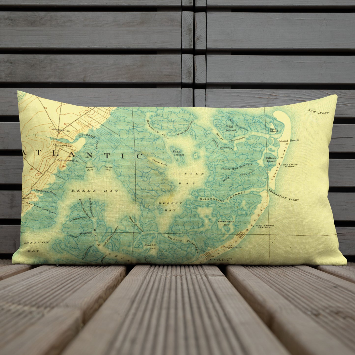 Premium Throw Pillow 12" x 20" Atlantic City NJ 1887 Historical Map