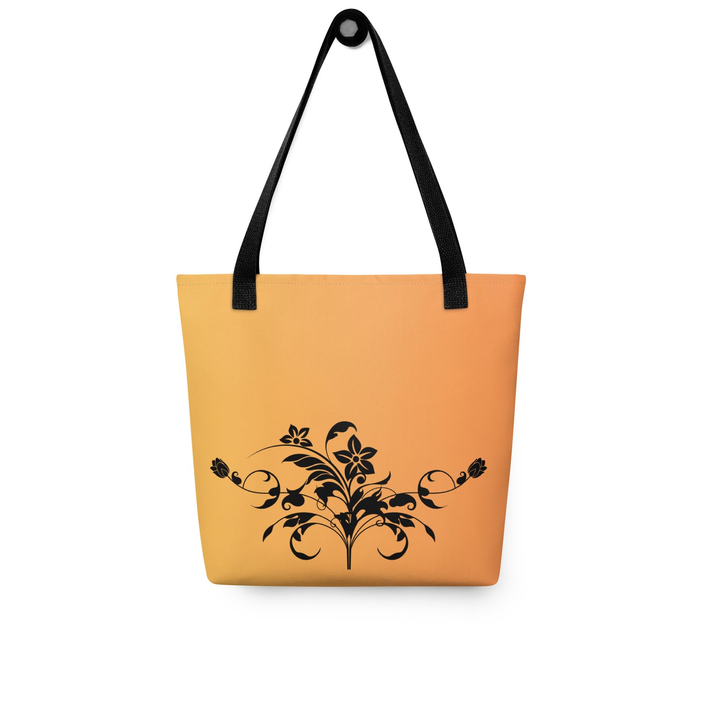 Floral Filigree Bouquet Design Orange Tote Bag