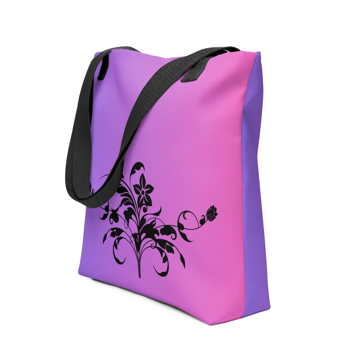 Floral Filigree Bouquet Design Purple Pink Gradient Tote Bag