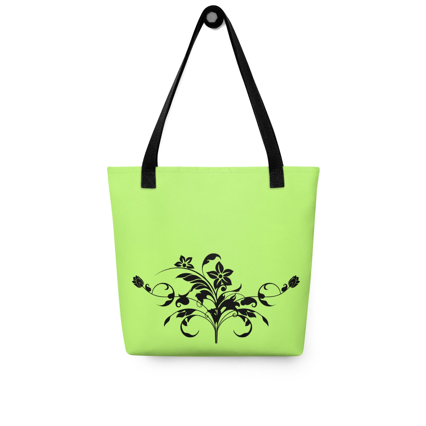 Floral Filigree Bouquet Design Green Tote Bag