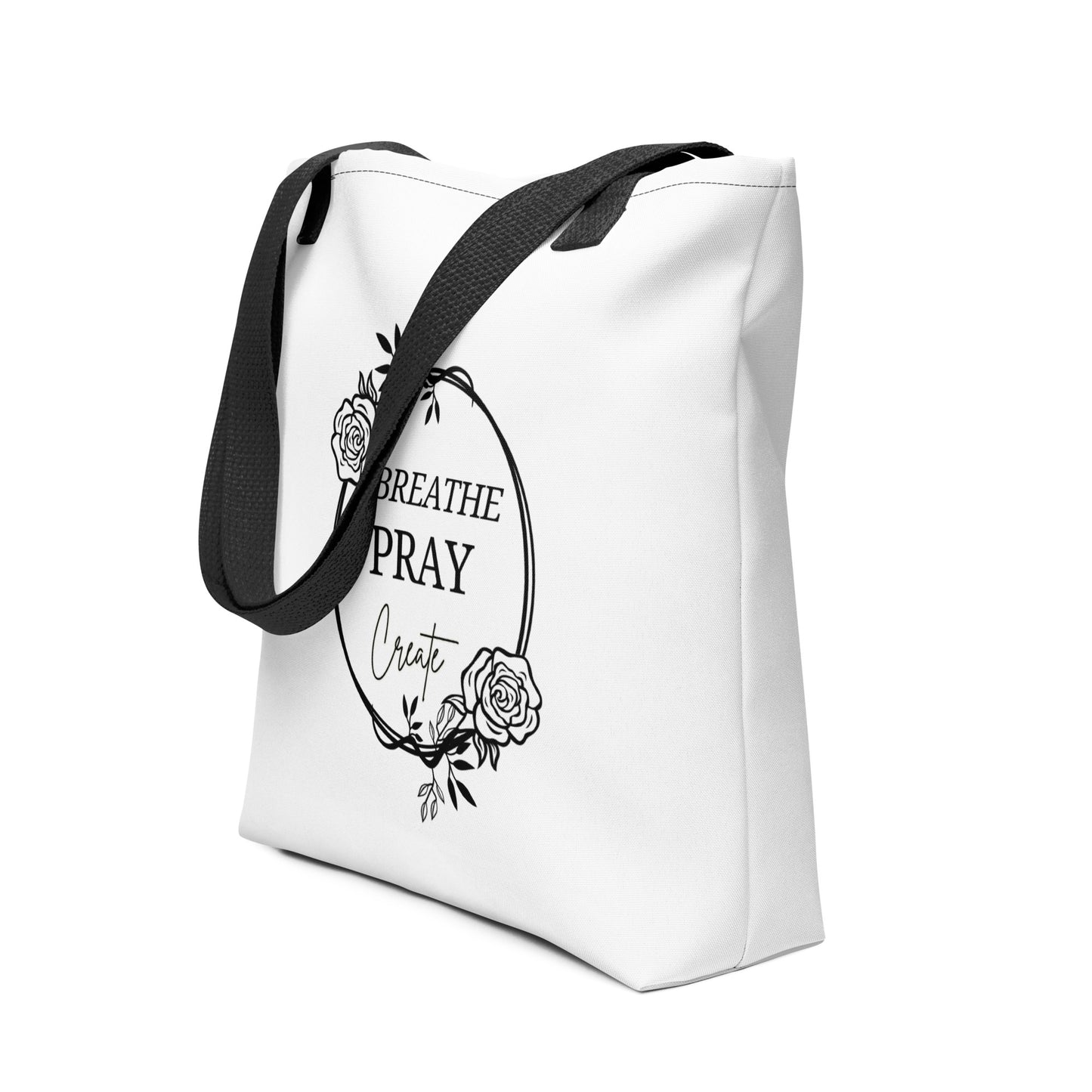 Breathe Pray Create Flower Frame Tote Bag
