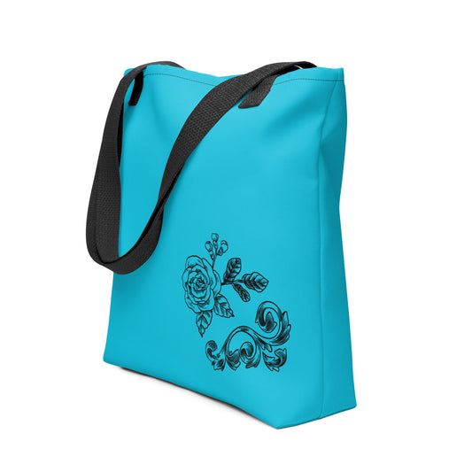 Flower Filigree Blue Tote Bag