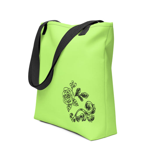 Flower Filigree Green Tote Bag