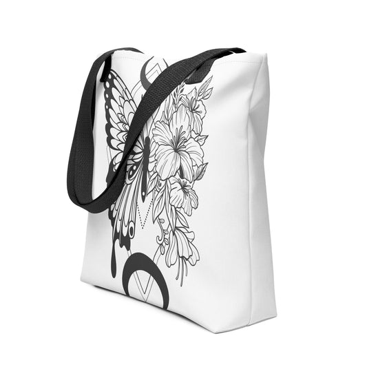 Floral Butterfly Nights White Tote Bag