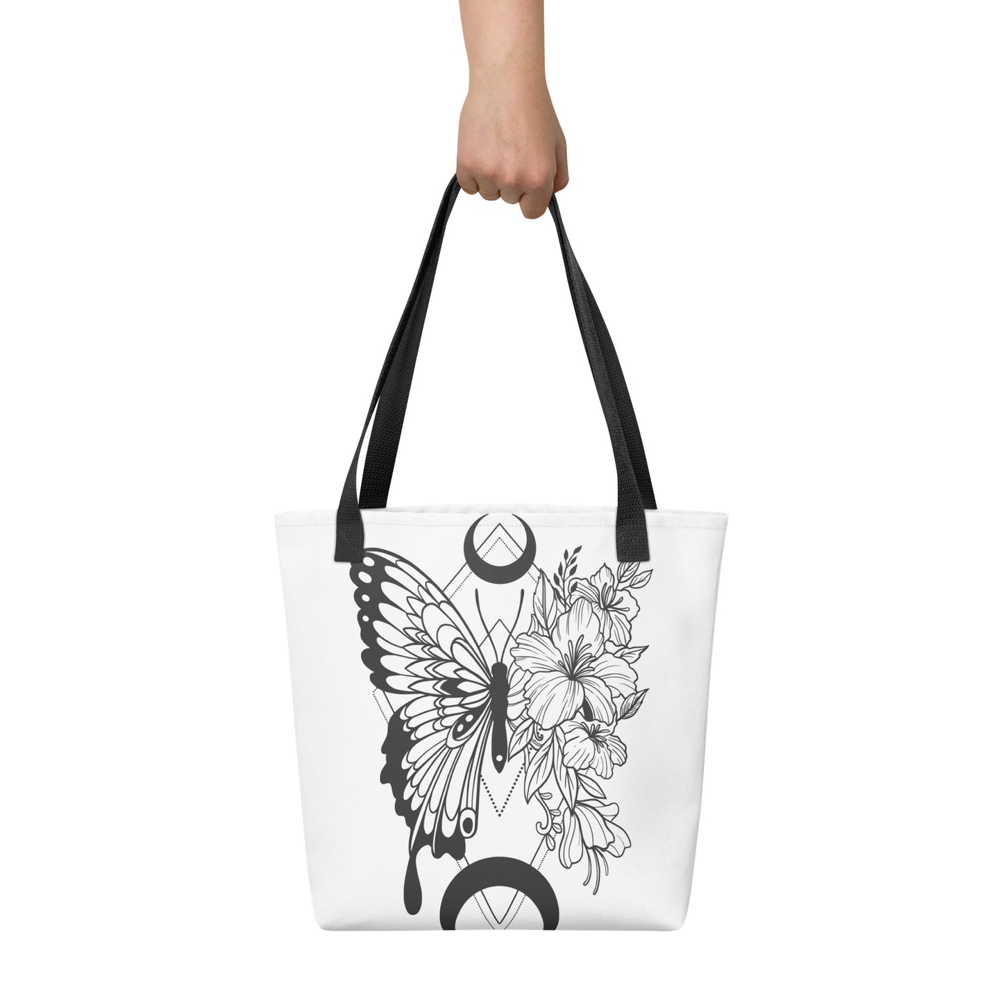 Floral Butterfly Nights White Tote Bag