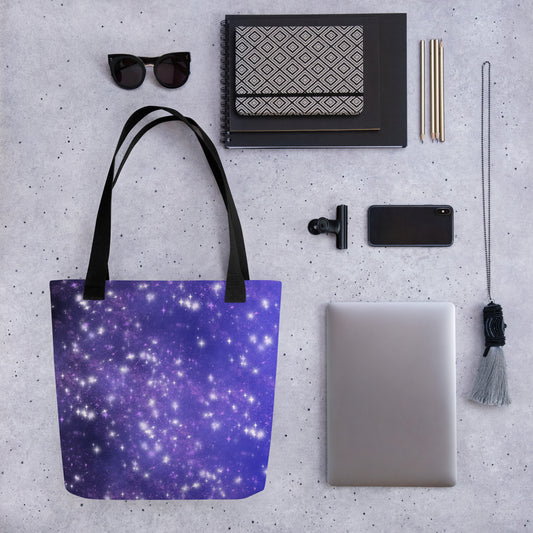 Quest Purple Galaxy Blue Black Tote Bag