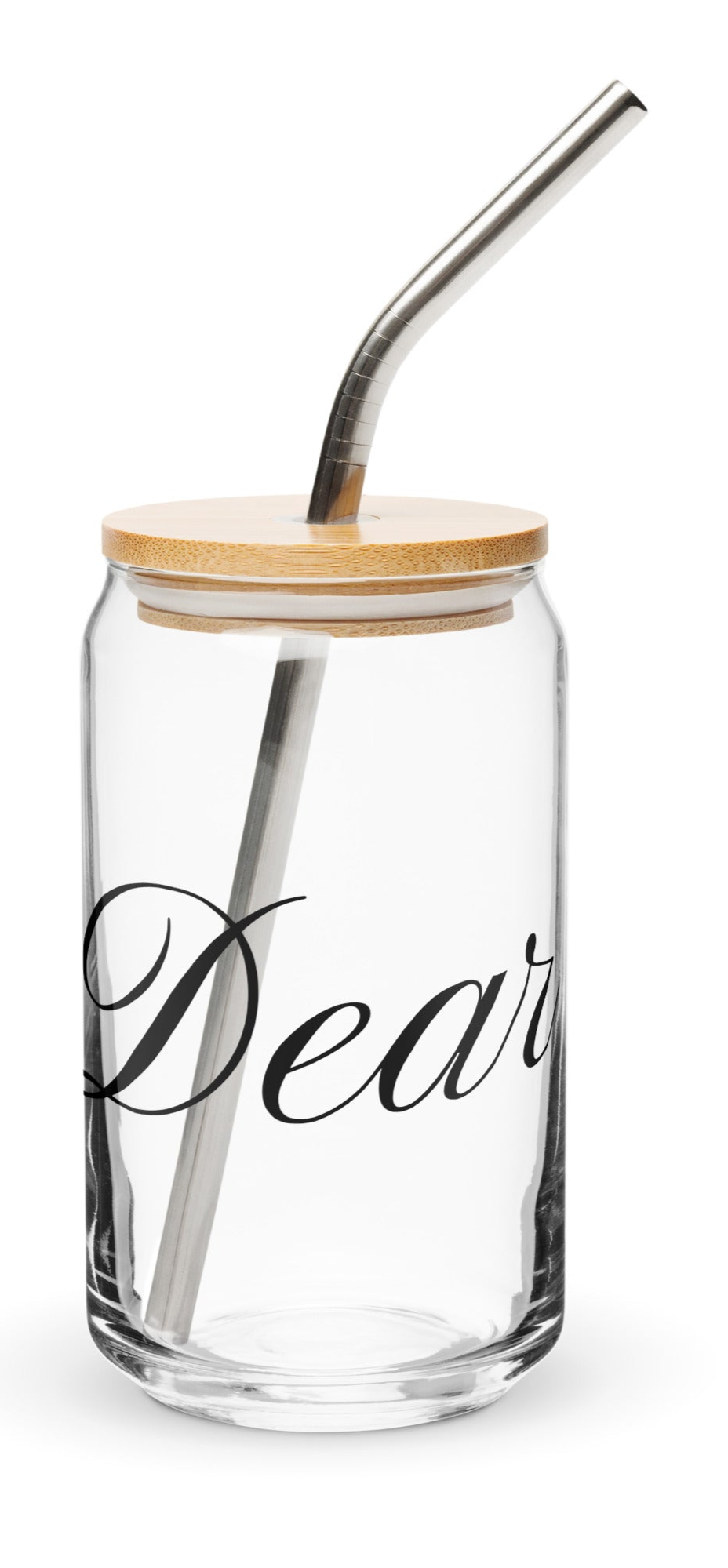 Signed Dear Can-Shaped Glass with Lid & Straw