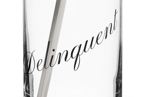 Signed Delinquent Can-Shaped Glass with Lid & Straw