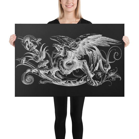 Gryphon Design Black Canvas Print 2'x 3' (24"x36") Wall Decor