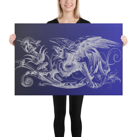 Gryphon Design Black Blue Gradient Canvas Print 2'x 3' (24"x36") Wall Decor