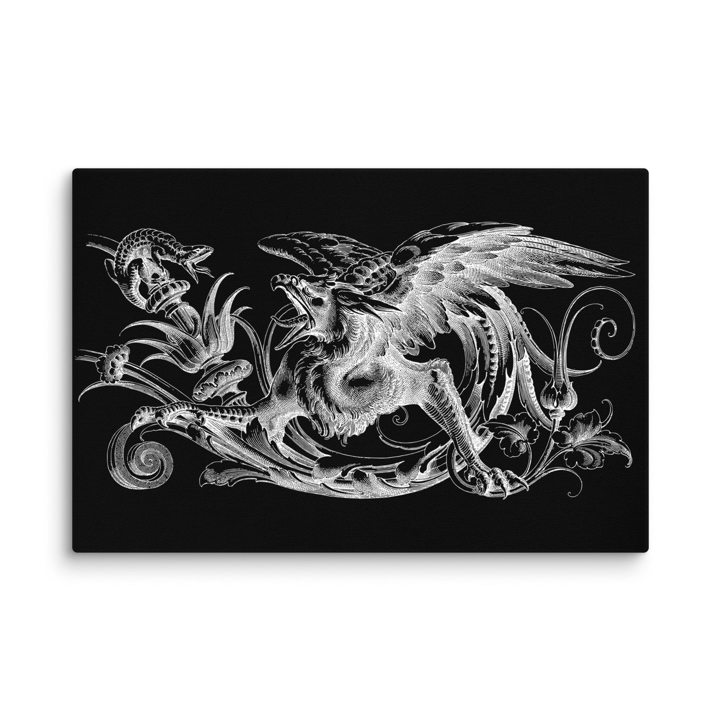 Gryphon Design Black Canvas Print 2'x 3' (24"x36") Wall Decor