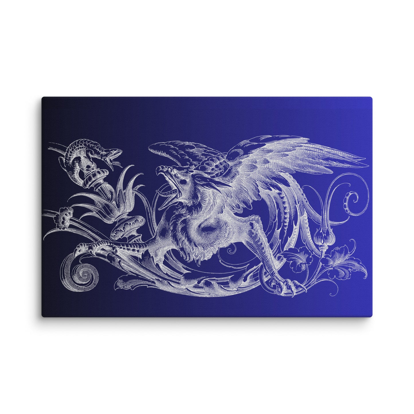 Gryphon Design Black Blue Gradient Canvas Print 2'x 3' (24"x36") Wall Decor