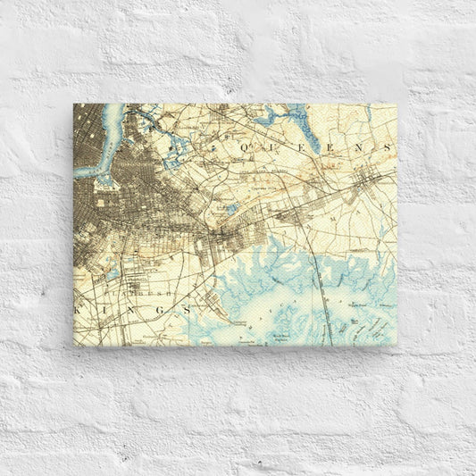 Canvas Print 9" x 12"  Brooklyn NY 1889 Historical Map Horizontal