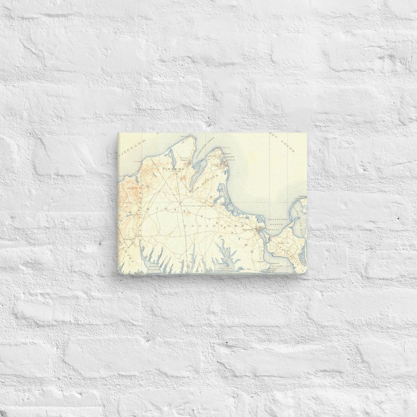 Canvas Print 9" x 12" Marthas Vineyard MA 1887 Historical Map Horizontal