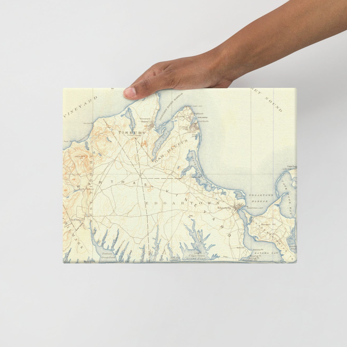 Canvas Print 9" x 12" Marthas Vineyard MA 1887 Historical Map Horizontal