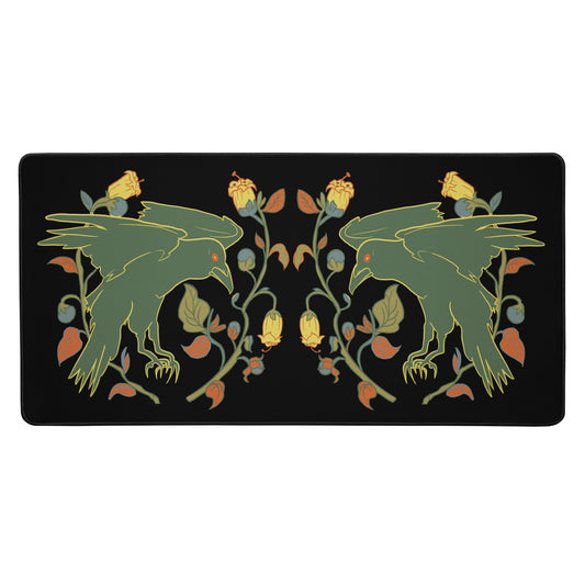 Retro Style Raven Green Bird Desk Mat 16″×32″