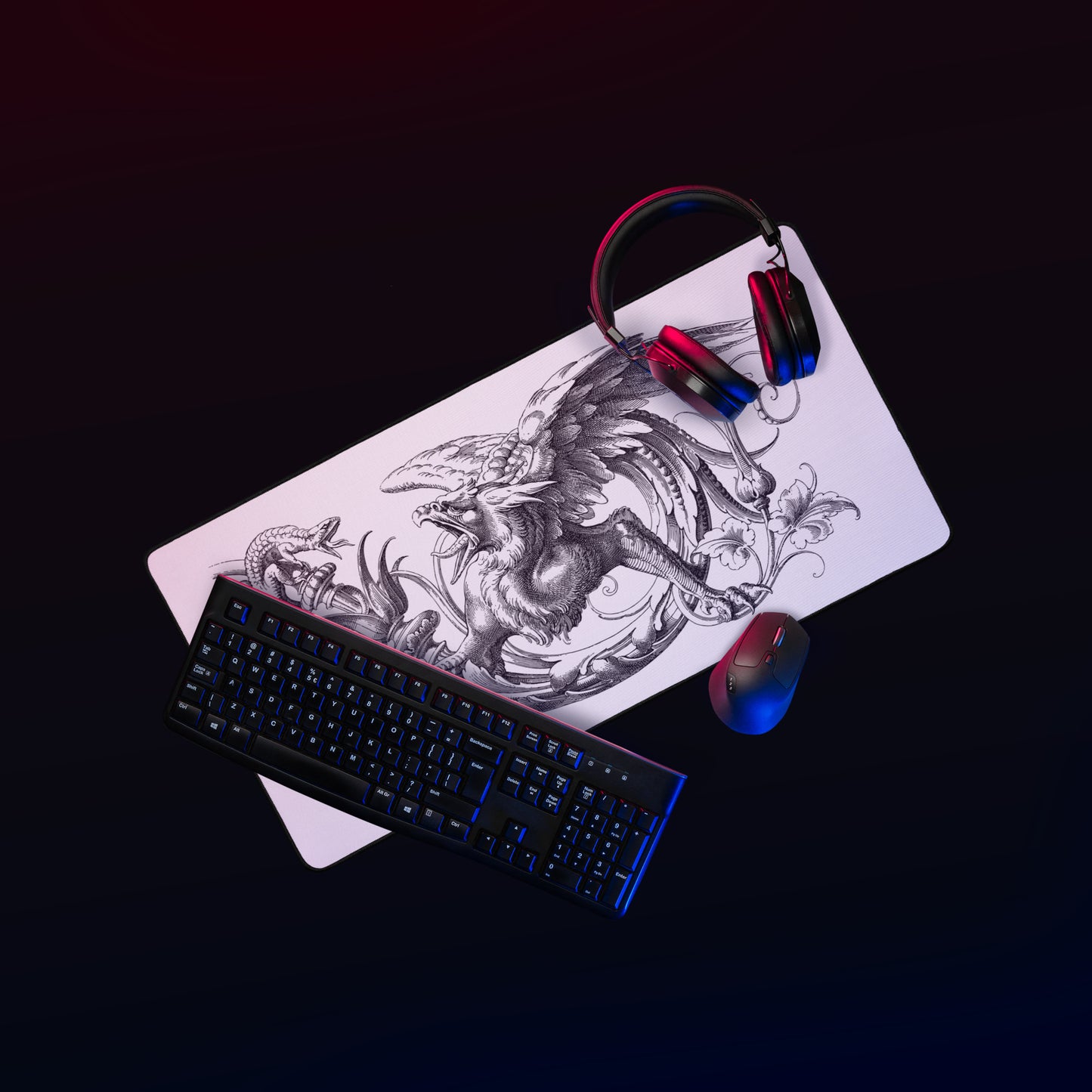 Gryphon Design White Desk Mat 16″×32″