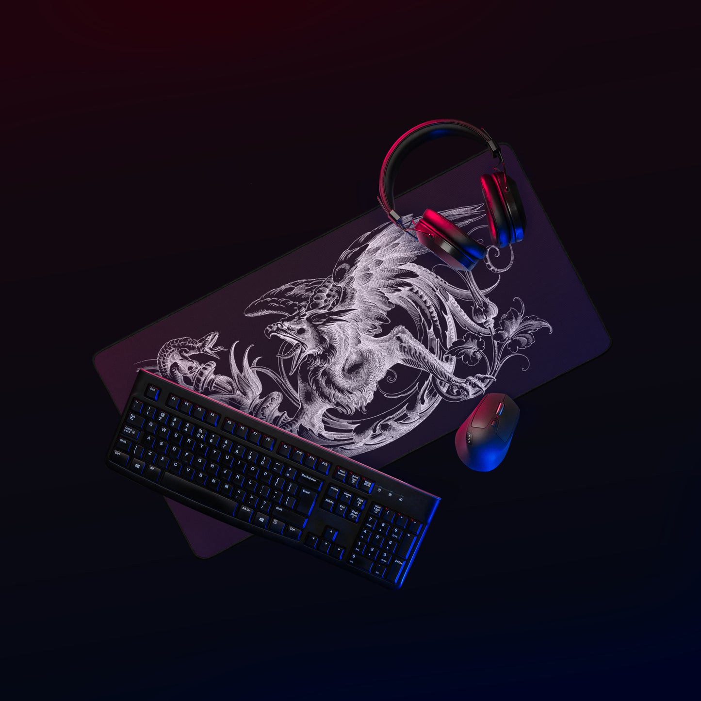 Gryphon Design Black Desk Mat 16″×32″