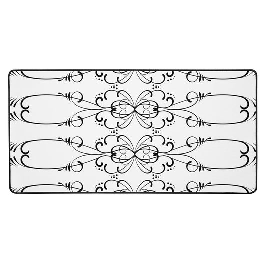 Simple Swirl White Desk Mat 16″×32″